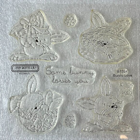 My Acrylix Bunny Love B1324 Spring Easter Decorative Stamps CTMH - Picture 1 of 2